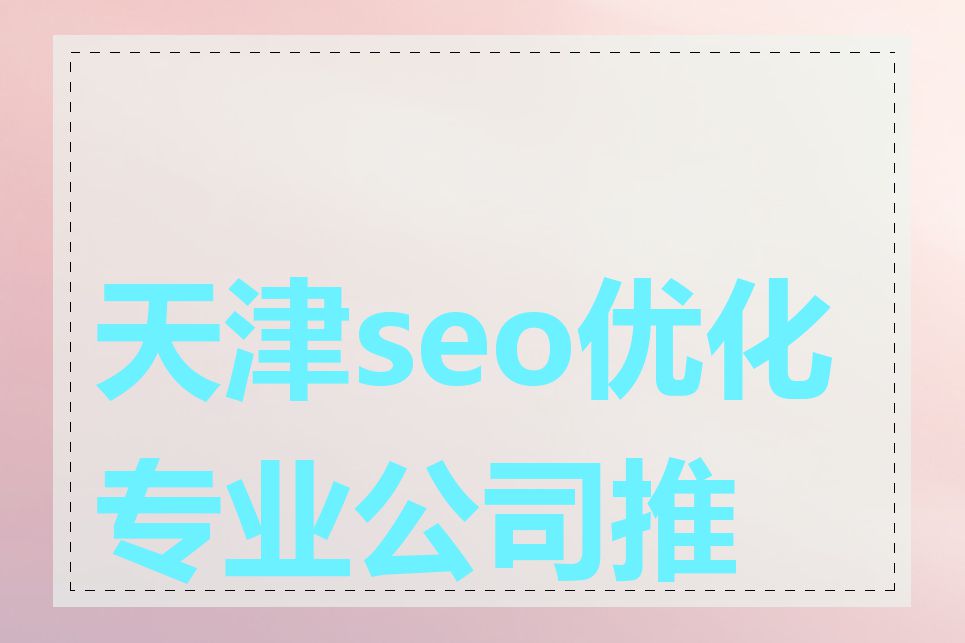 天津seo优化专业公司推荐