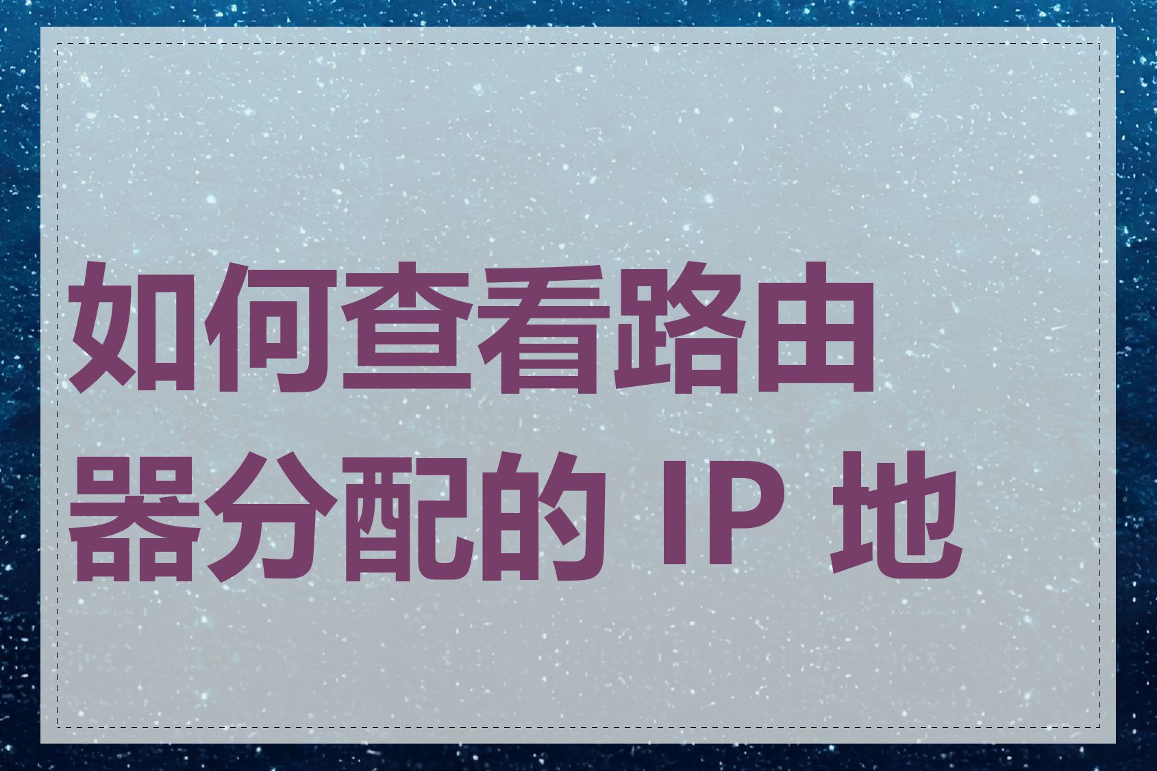 如何查看路由器分配的 IP 地址