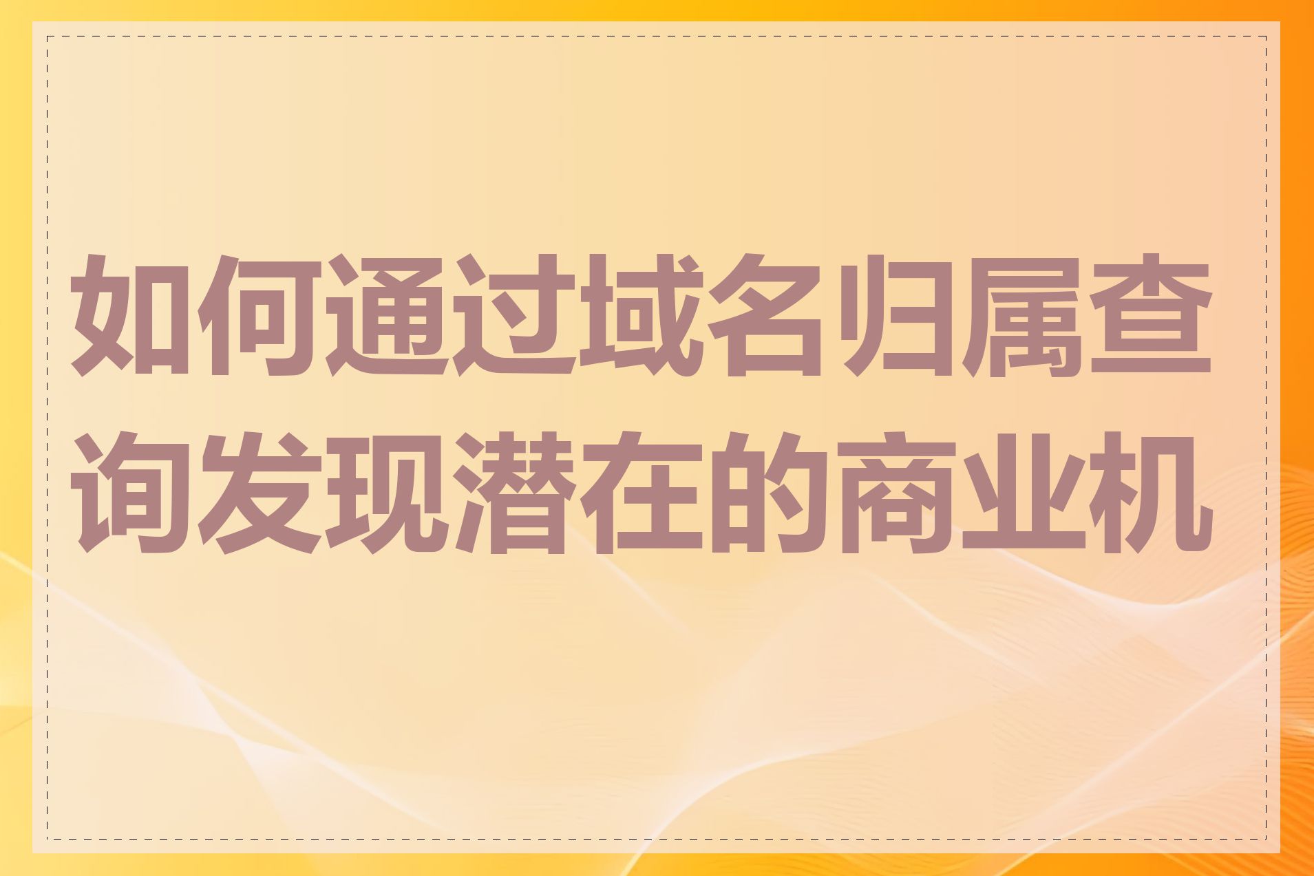 如何通过域名归属查询发现潜在的商业机会