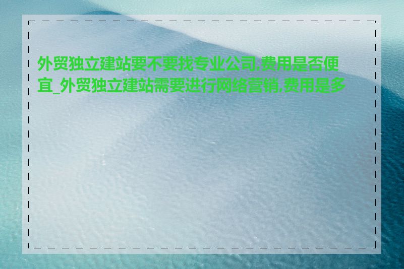 外贸独立建站要不要找专业公司,费用是否便宜_外贸独立建站需要进行网络营销,费用是多少