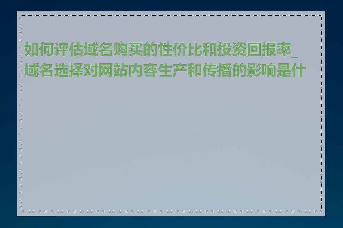 如何评估域名购买的性价比和投资回报率_域名选择对网站内容生产和传播的影响是什么