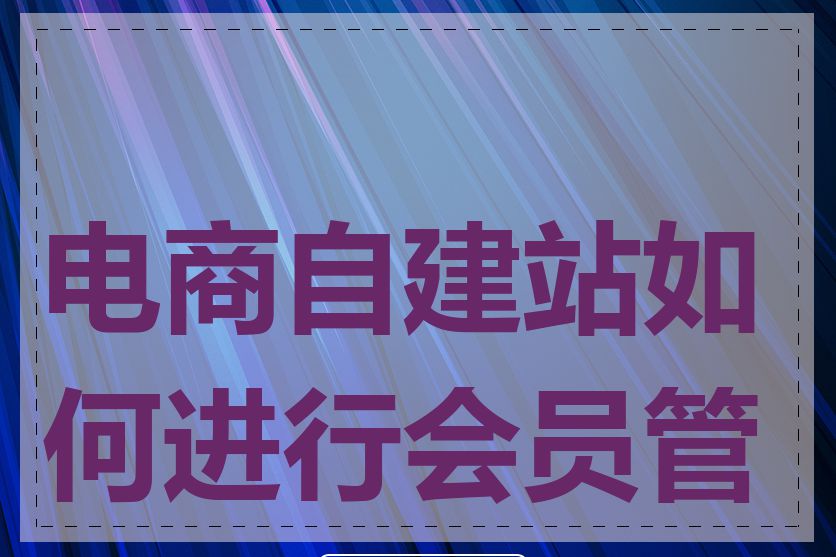 电商自建站如何进行会员管理