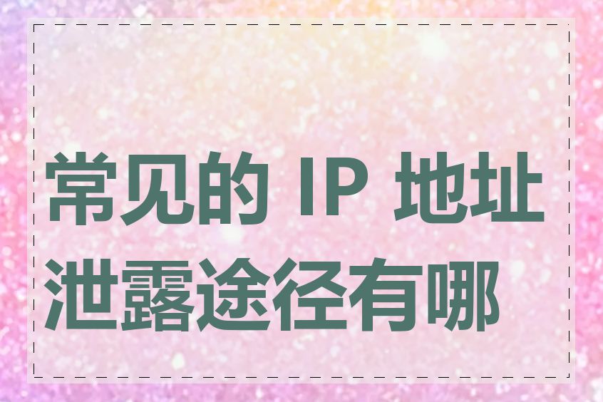 常见的 IP 地址泄露途径有哪些