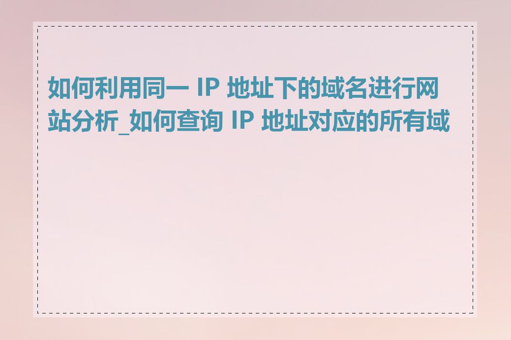 如何利用同一 IP 地址下的域名进行网站分析_如何查询 IP 地址对应的所有域名