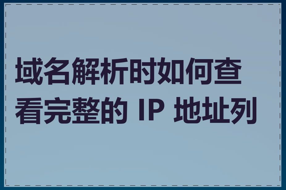 域名解析时如何查看完整的 IP 地址列表