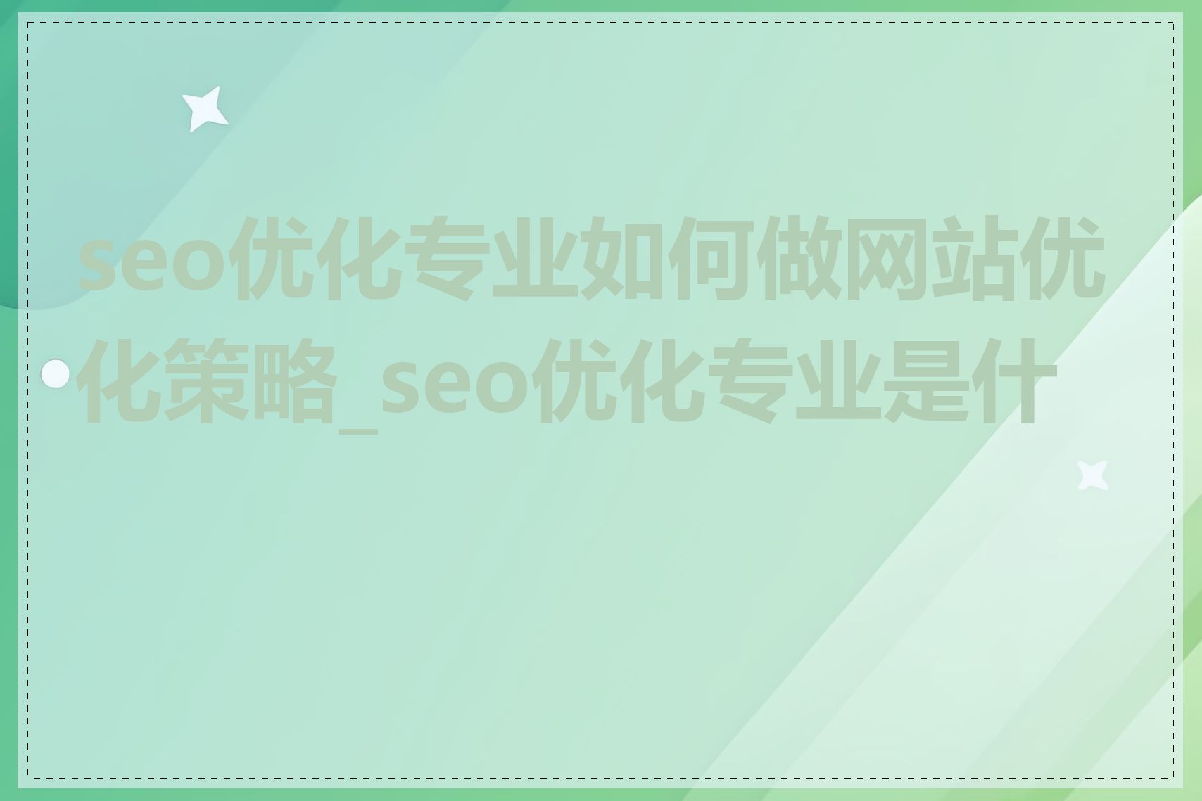 seo优化专业如何做网站优化策略_seo优化专业是什么