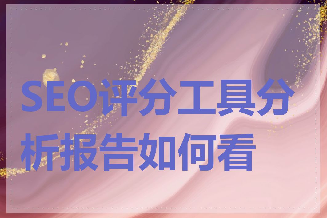 SEO评分工具分析报告如何看懂