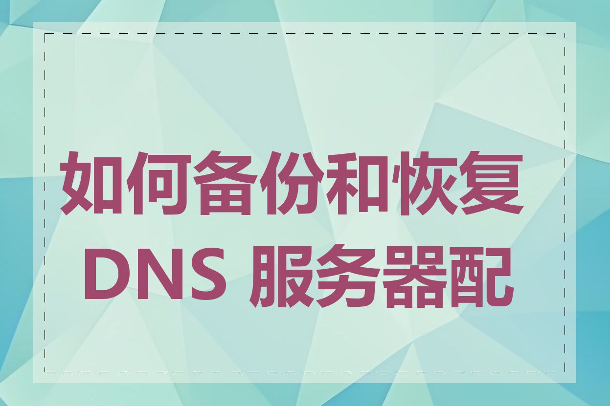 如何备份和恢复 DNS 服务器配置