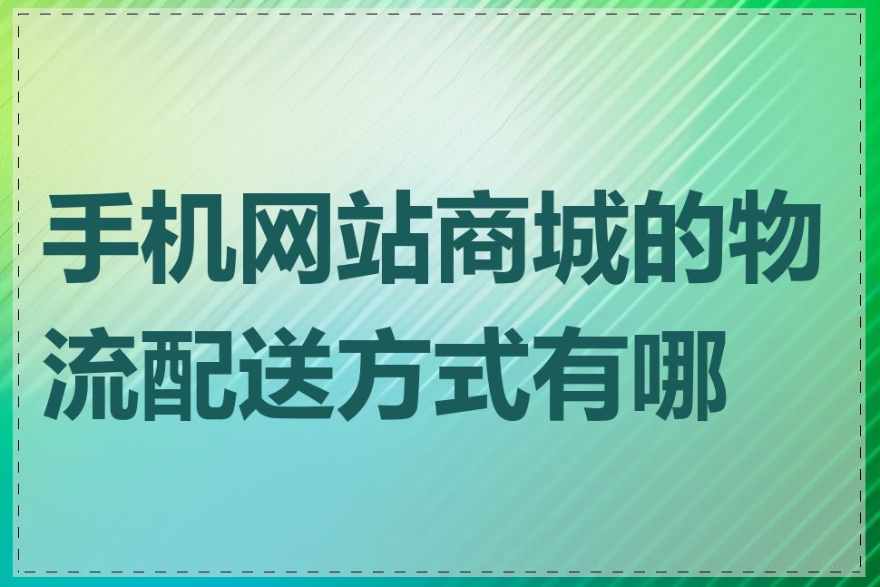 手机网站商城的物流配送方式有哪些