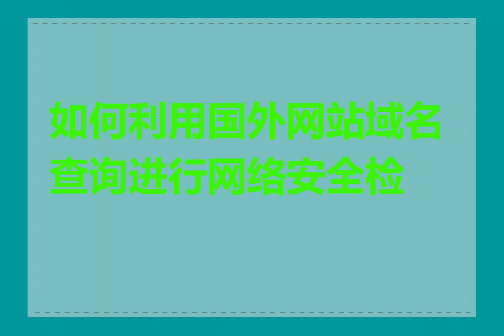 如何利用国外网站域名查询进行网络安全检查