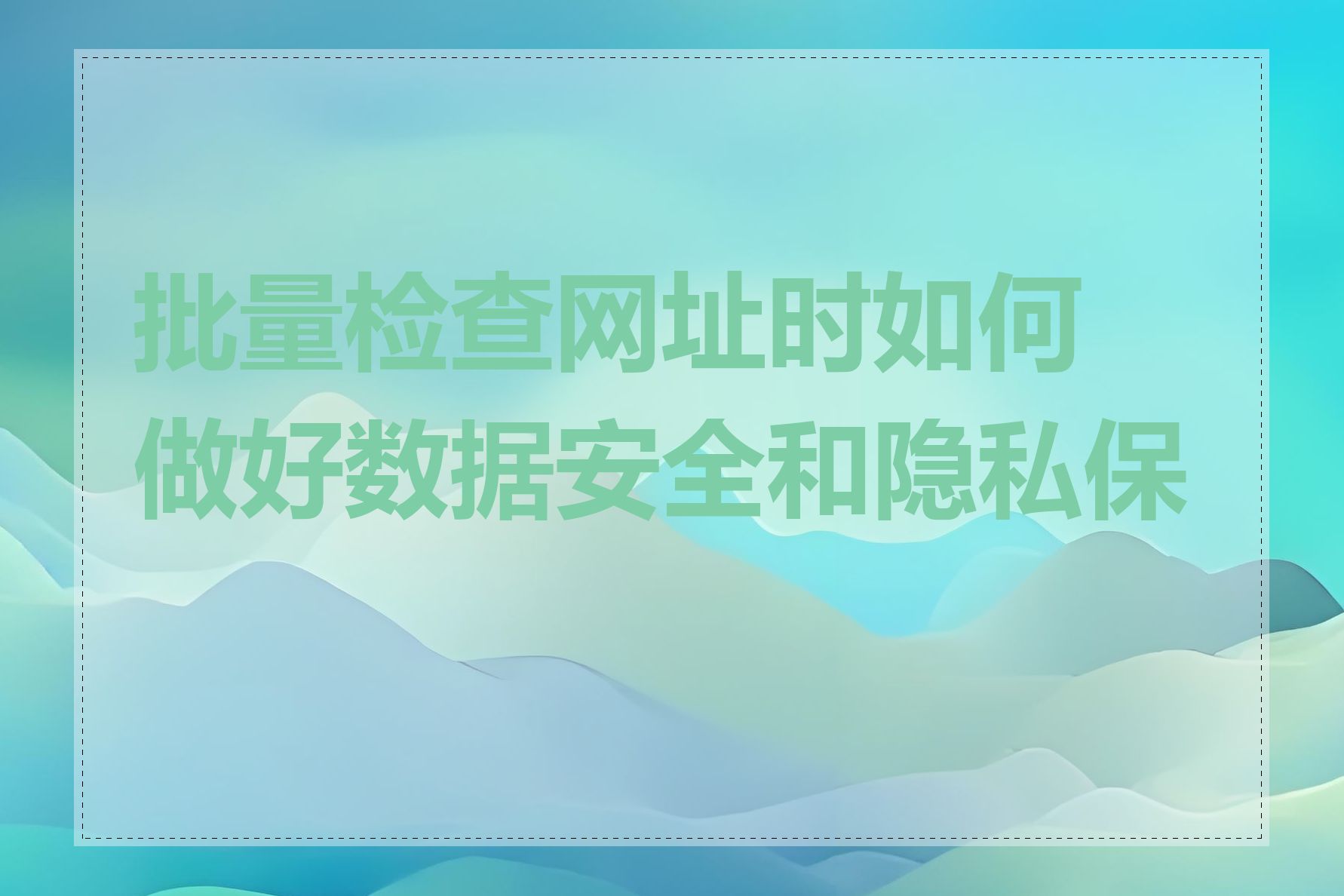 批量检查网址时如何做好数据安全和隐私保护