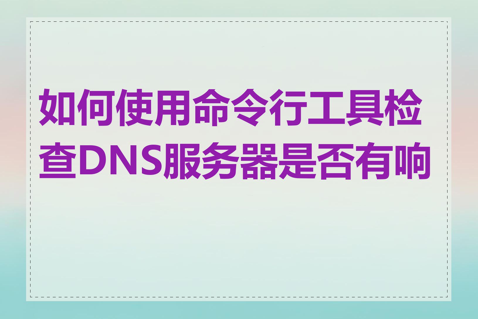 如何使用命令行工具检查DNS服务器是否有响应