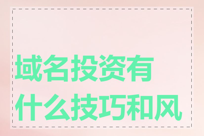 域名投资有什么技巧和风险