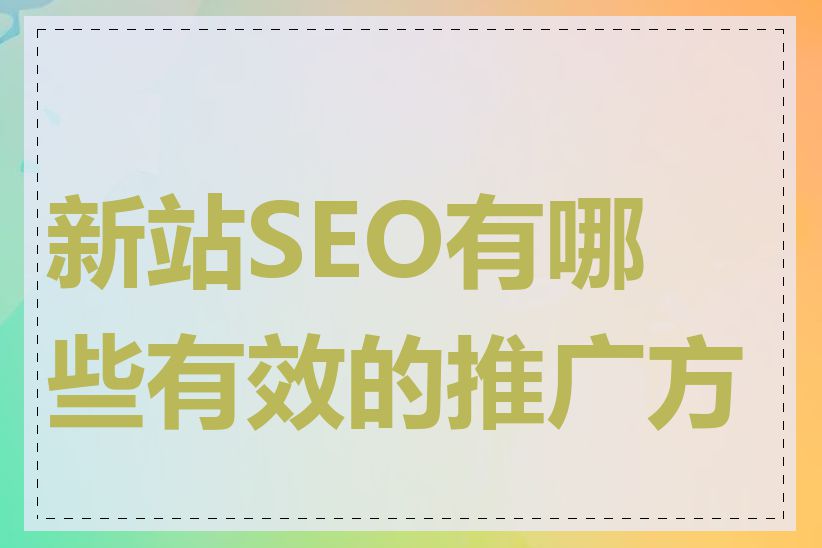 新站SEO有哪些有效的推广方式