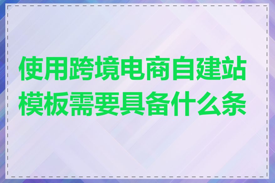 使用跨境电商自建站模板需要具备什么条件