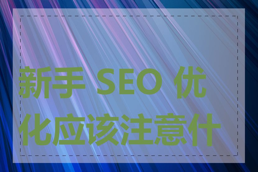新手 SEO 优化应该注意什么