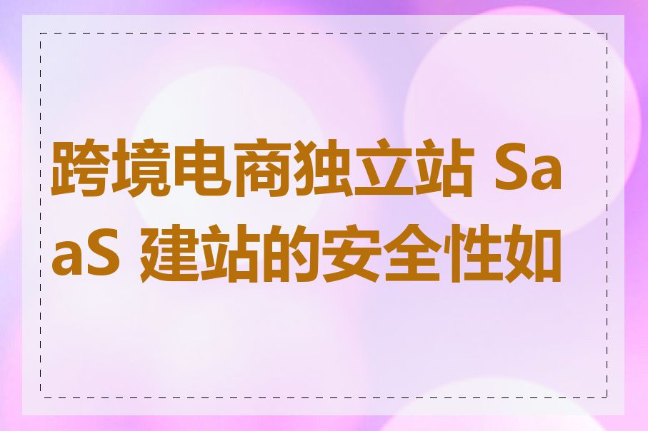 跨境电商独立站 SaaS 建站的安全性如何
