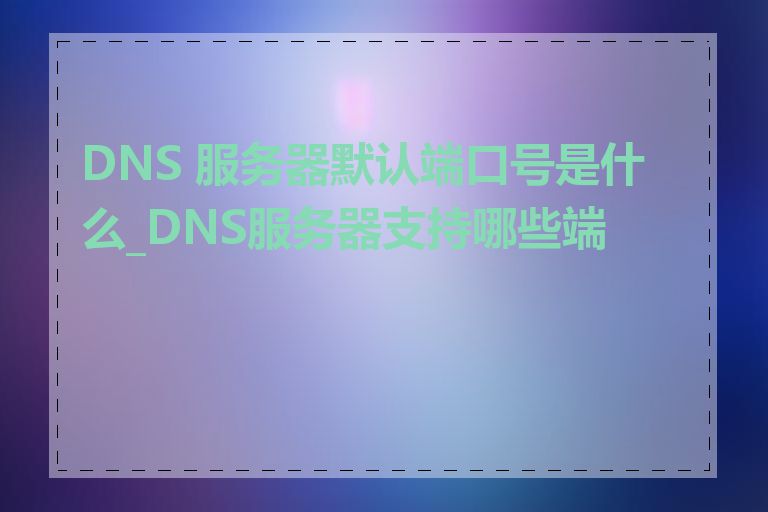 DNS 服务器默认端口号是什么_DNS服务器支持哪些端口