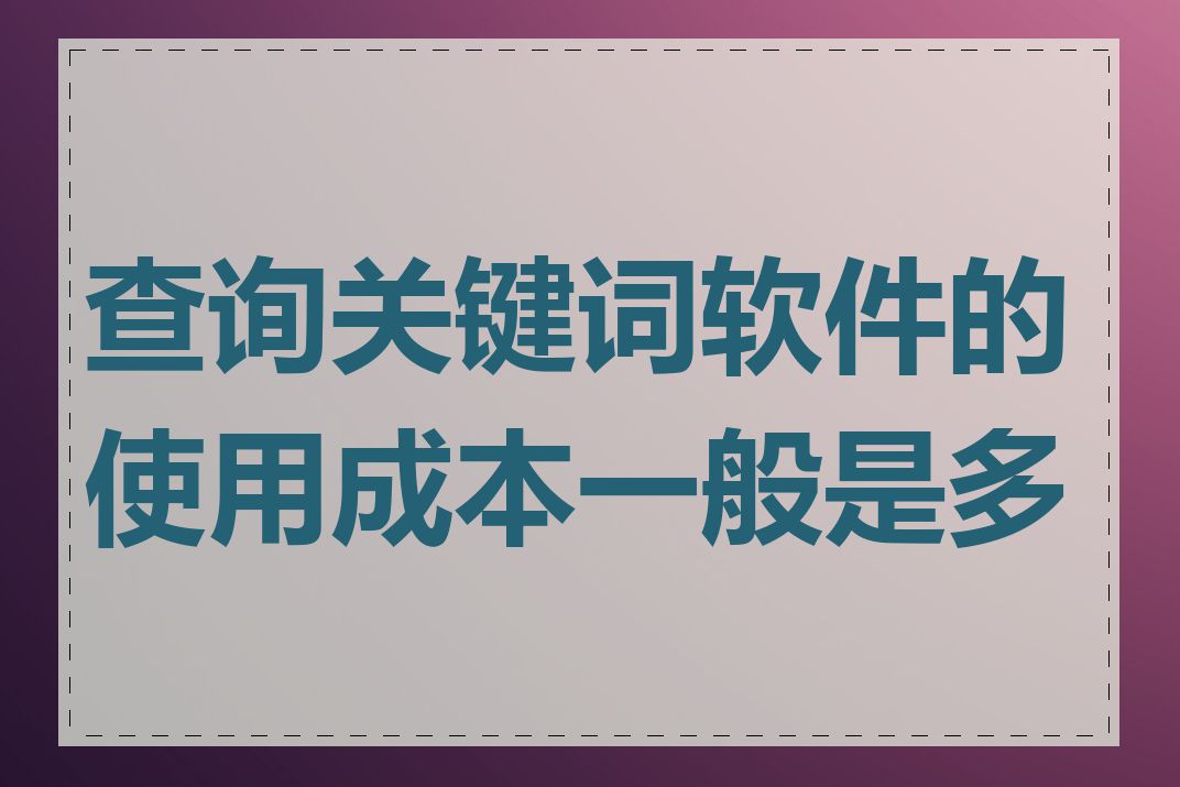 查询关键词软件的使用成本一般是多少