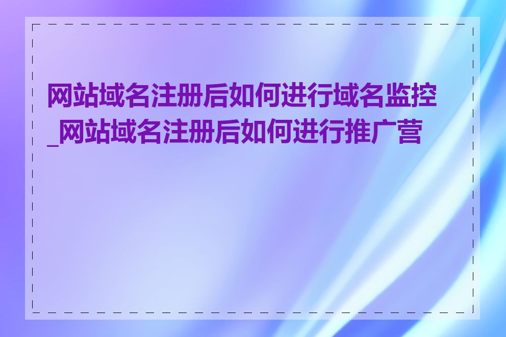 网站域名注册后如何进行域名监控_网站域名注册后如何进行推广营销