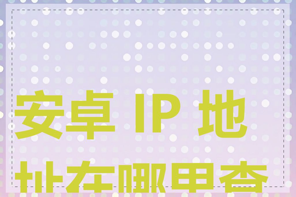 安卓 IP 地址在哪里查看