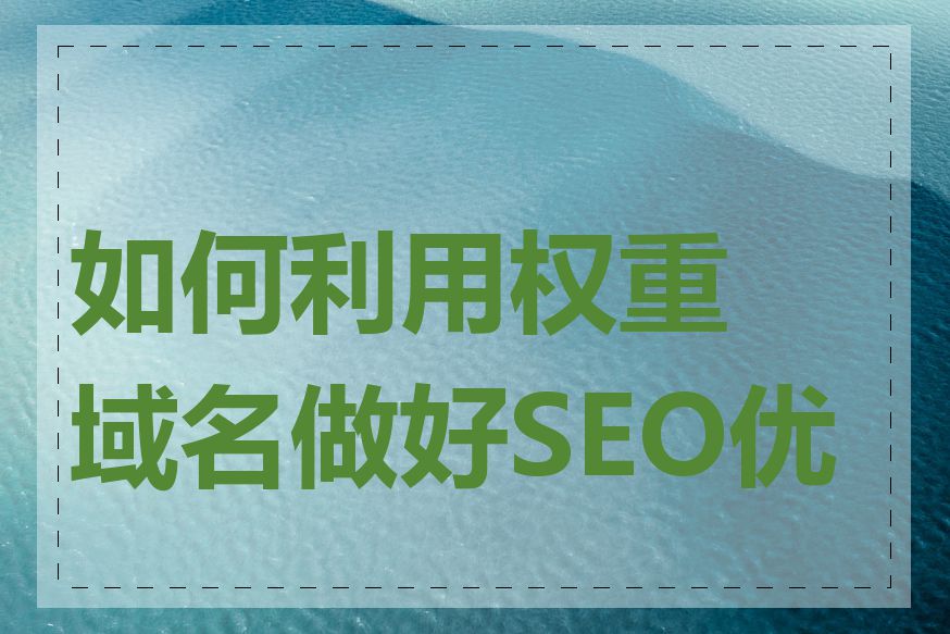 如何利用权重域名做好SEO优化