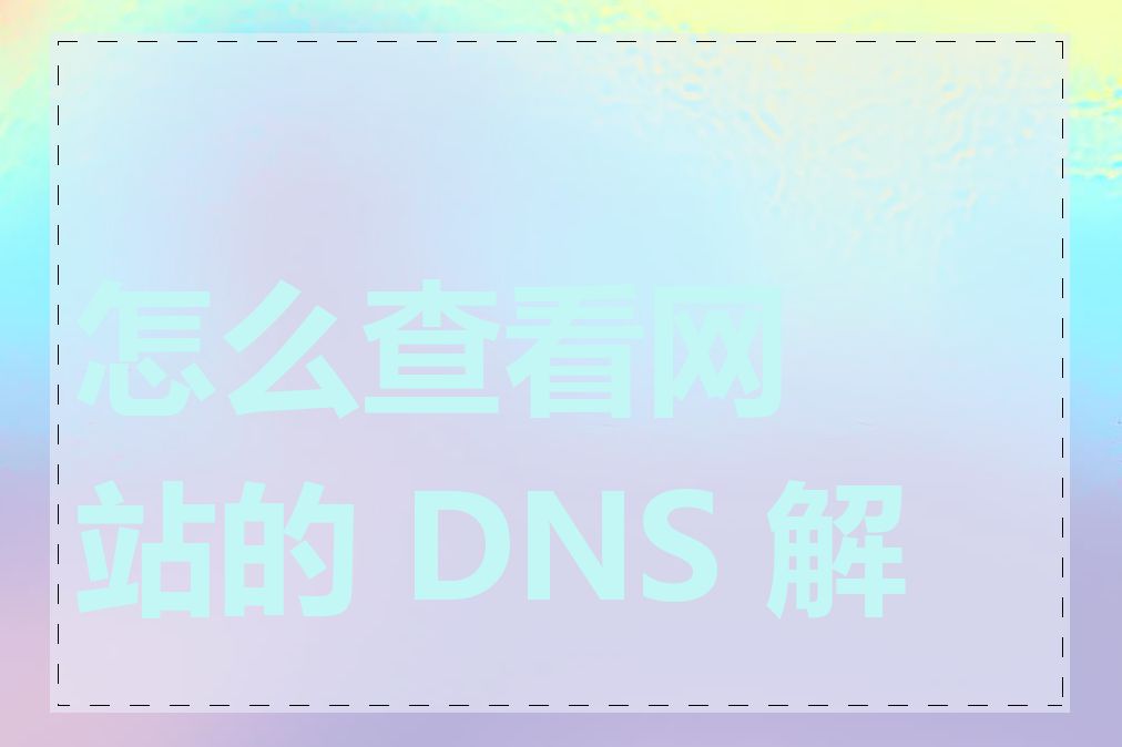 怎么查看网站的 DNS 解析