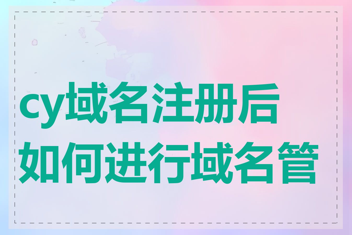 cy域名注册后如何进行域名管理