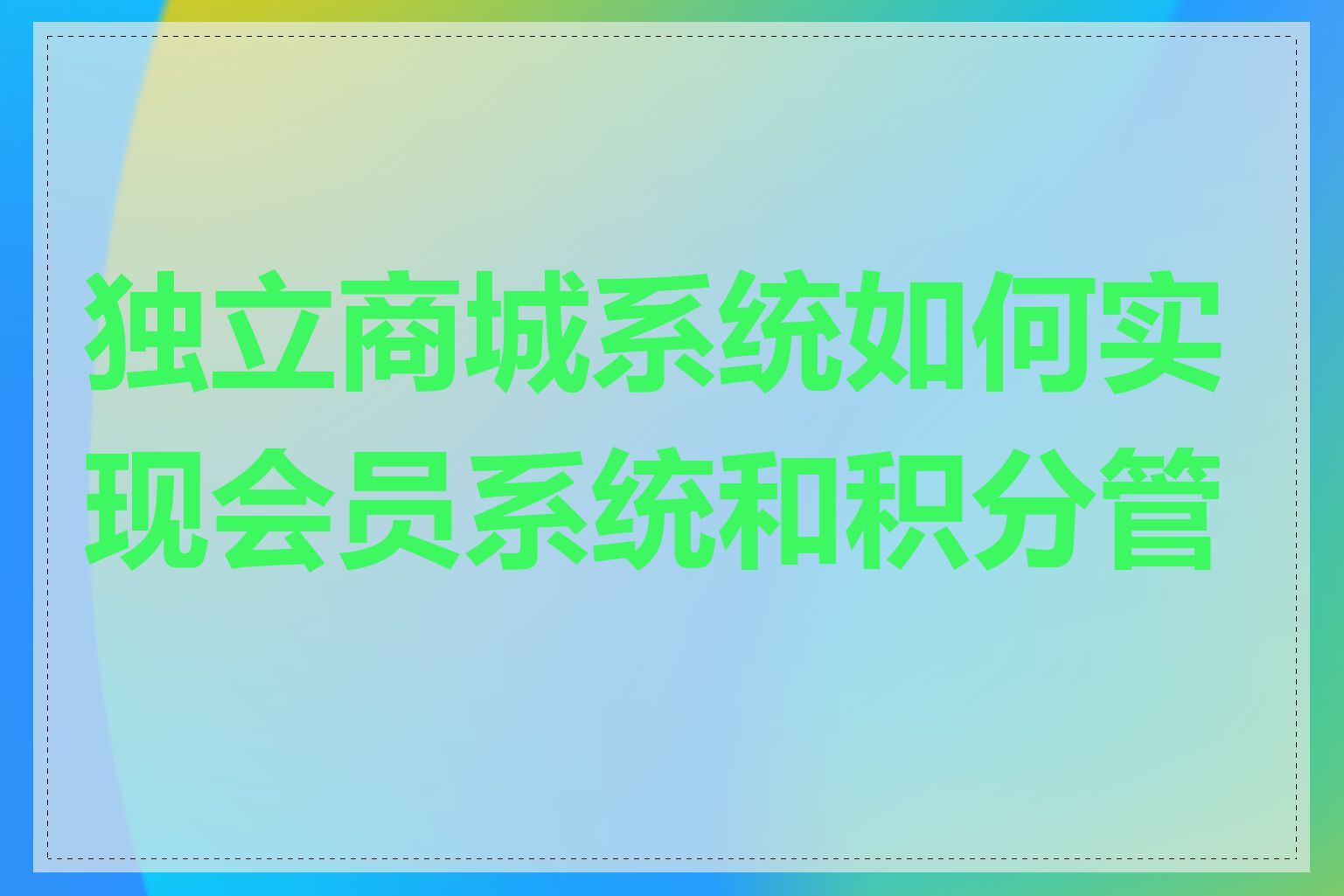 独立商城系统如何实现会员系统和积分管理
