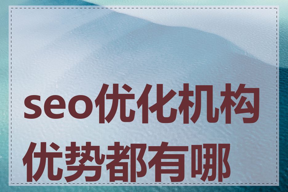 seo优化机构优势都有哪些