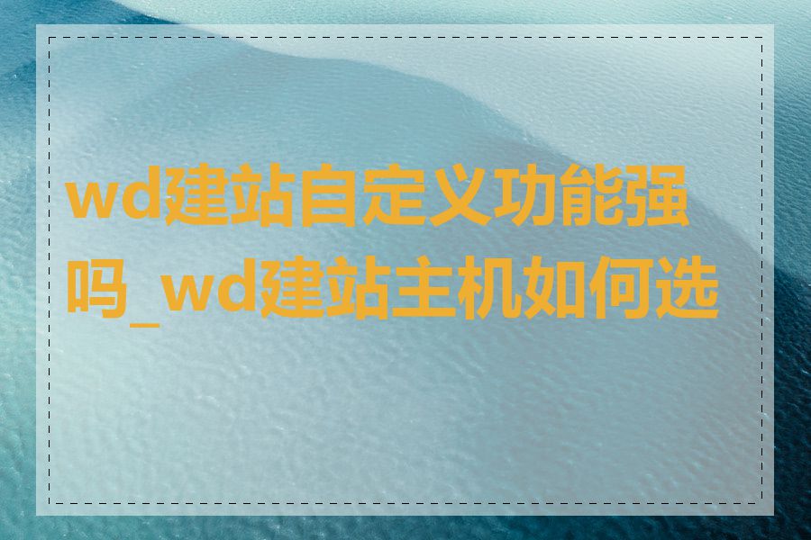 wd建站自定义功能强吗_wd建站主机如何选择