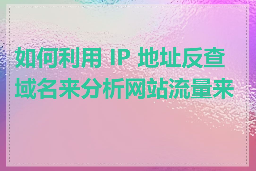 如何利用 IP 地址反查域名来分析网站流量来源