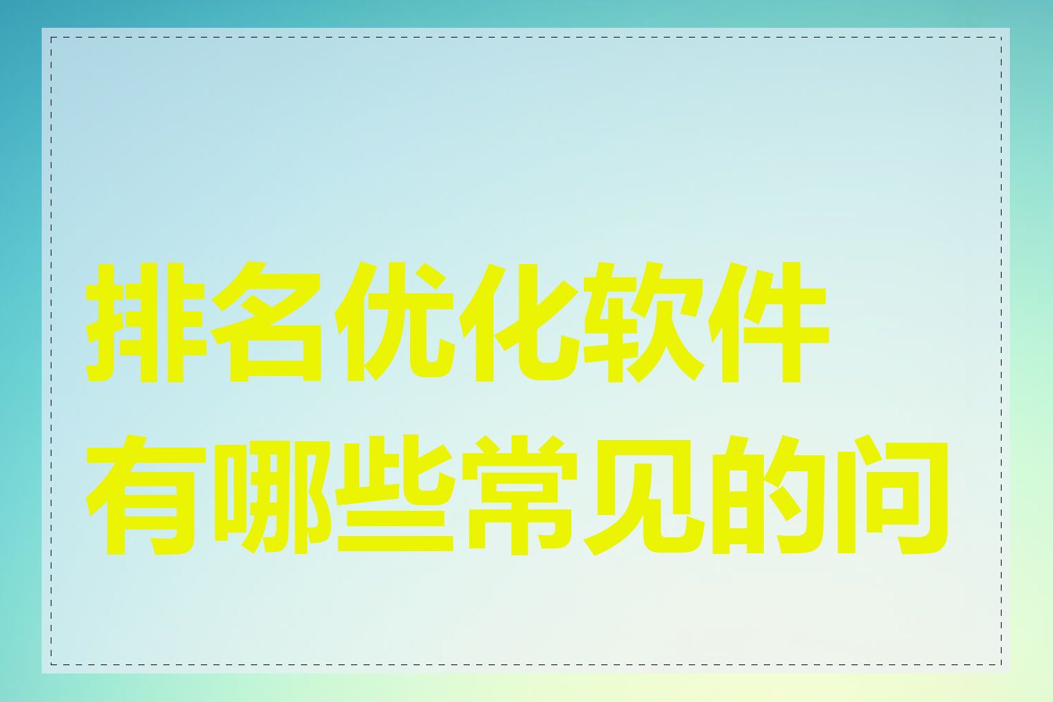 排名优化软件有哪些常见的问题