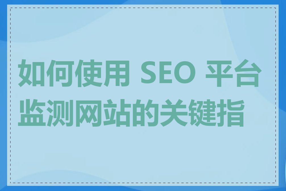 如何使用 SEO 平台监测网站的关键指标