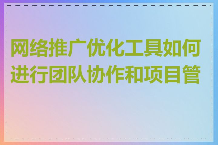 网络推广优化工具如何进行团队协作和项目管理