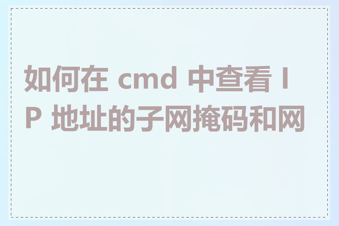 如何在 cmd 中查看 IP 地址的子网掩码和网关