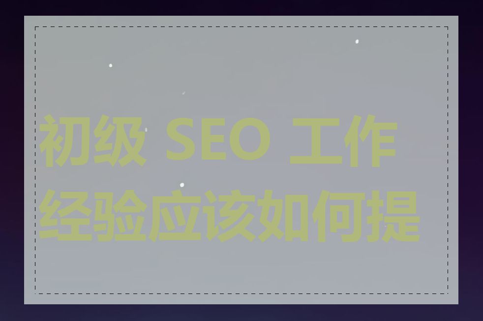 初级 SEO 工作经验应该如何提升