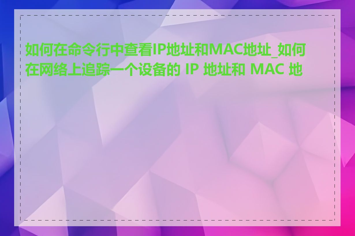 如何在命令行中查看IP地址和MAC地址_如何在网络上追踪一个设备的 IP 地址和 MAC 地址