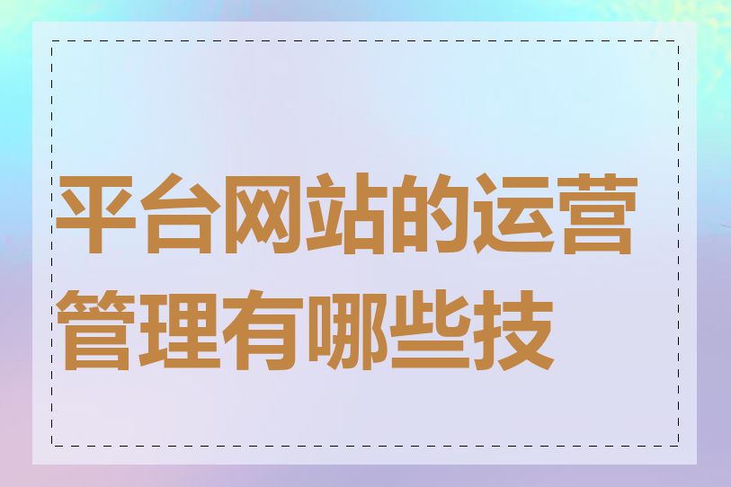 平台网站的运营管理有哪些技巧