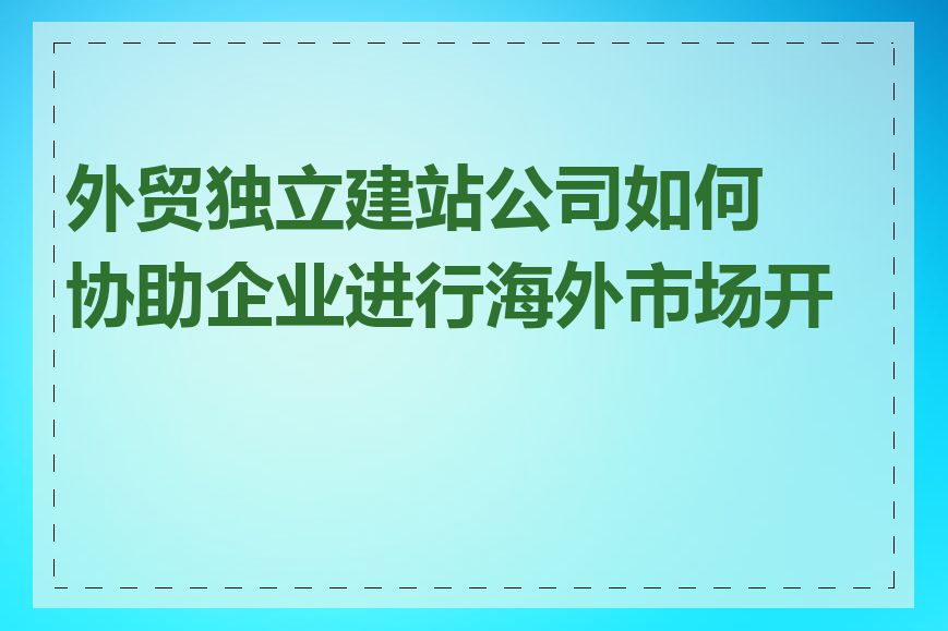 外贸独立建站公司如何协助企业进行海外市场开拓