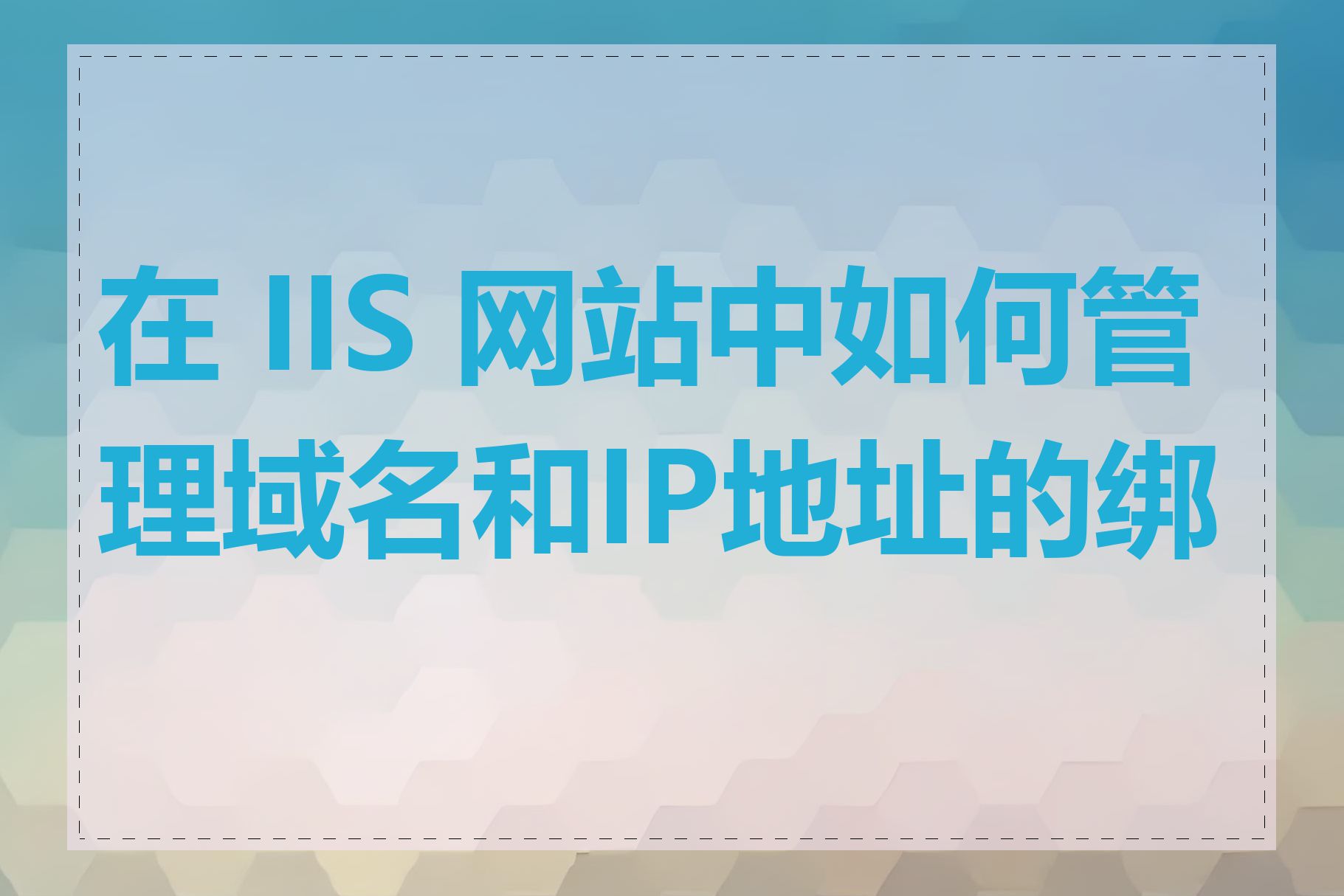 在 IIS 网站中如何管理域名和IP地址的绑定