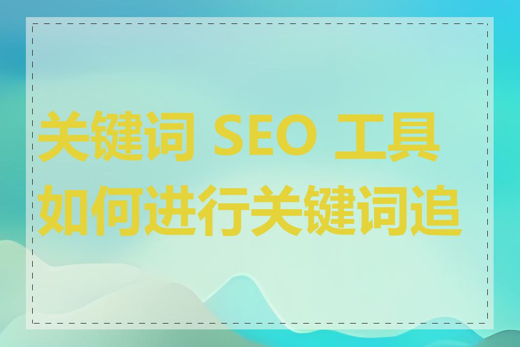 关键词 SEO 工具如何进行关键词追踪