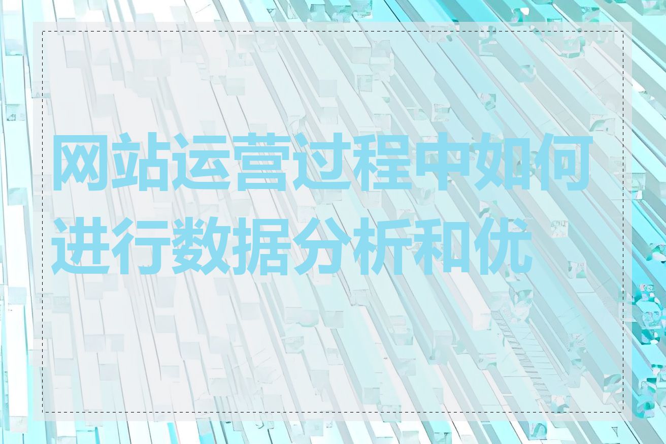 网站运营过程中如何进行数据分析和优化
