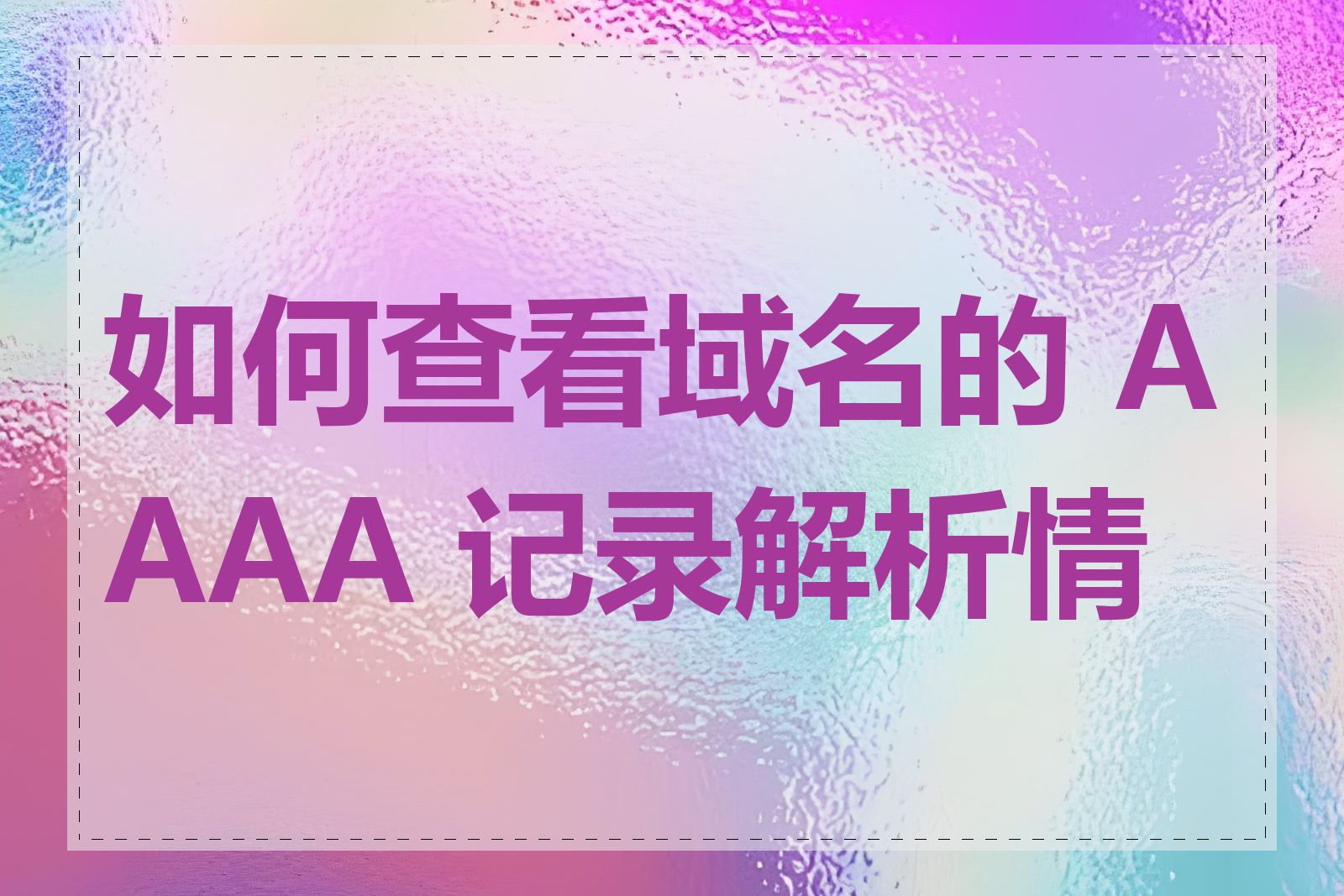 如何查看域名的 AAAA 记录解析情况