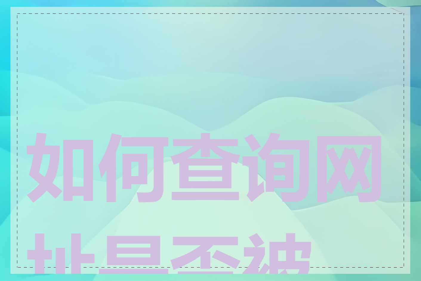 如何查询网址是否被墙