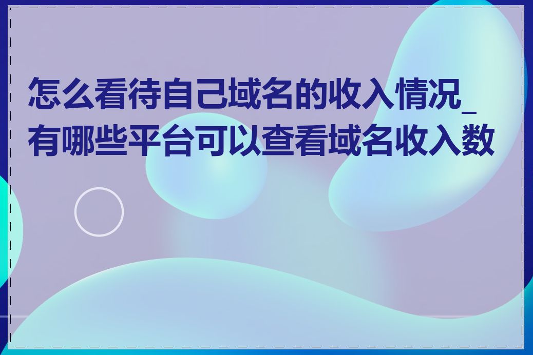 怎么看待自己域名的收入情况_有哪些平台可以查看域名收入数据