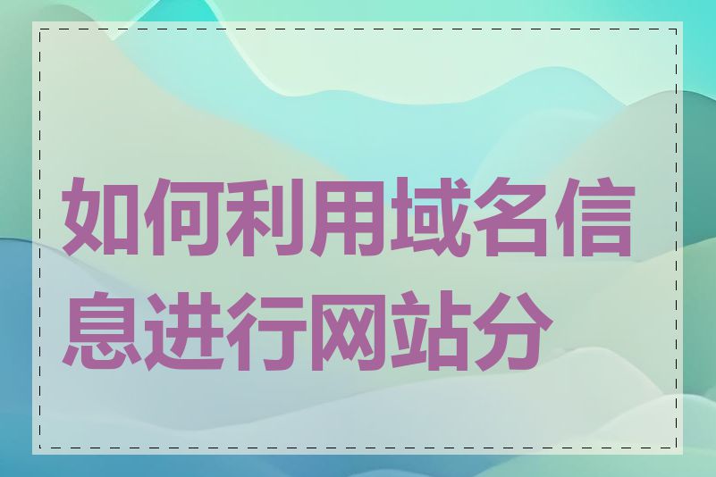 如何利用域名信息进行网站分析