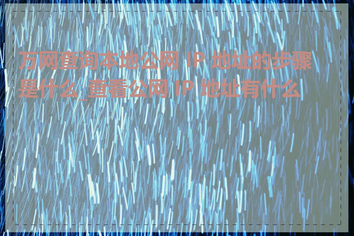 万网查询本地公网 IP 地址的步骤是什么_查看公网 IP 地址有什么用