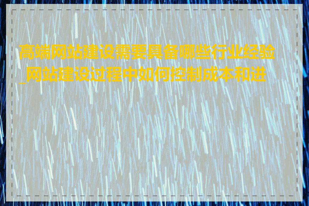 高端网站建设需要具备哪些行业经验_网站建设过程中如何控制成本和进度