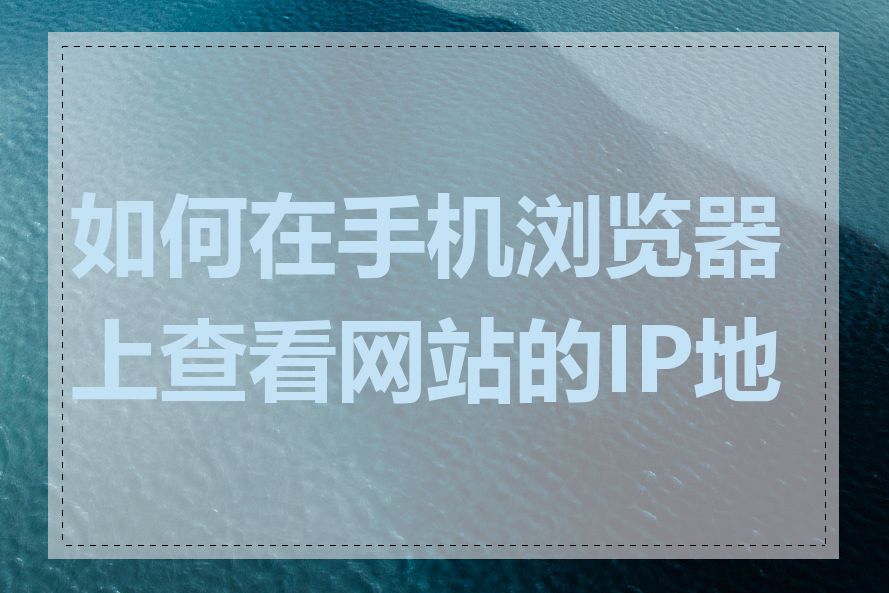 如何在手机浏览器上查看网站的IP地址